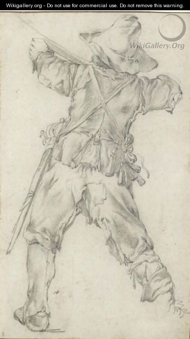 Study Of A Man Seen From Behind, Shooting An Arquebus - (after) Philips Wouwerman