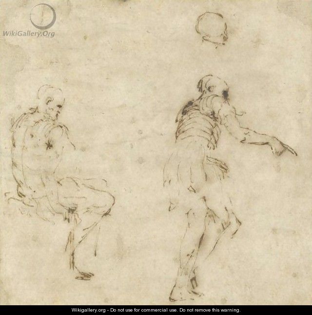 A Seated Roman Soldier, Another Standing And Pointing, And A Sketch Of A Head - Jusepe de Ribera