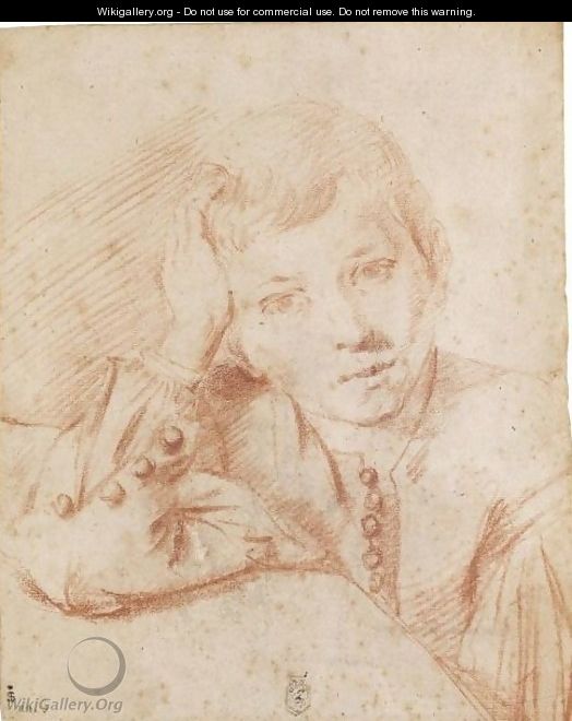 Portrait Of A Young Boy Resting His Head On His Right Hand - (after) Flaminio Torre