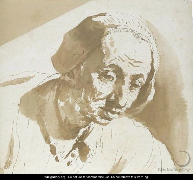 An Old Man Wearing A Cap - Giovanni Francesco Guercino (BARBIERI)