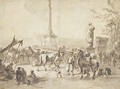 A Horse Market With Arabian Merchants In The Campo Vaccino, Rome - Hendrick Verschuring