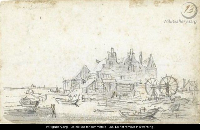 A Three-Gabled House On The Edge Of A Canal, With A Boat-Lifting Mechanism To The Right - Jan van Goyen