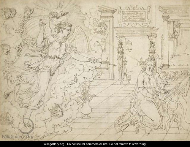 The Annunciation A Design For Stained Glass - Dirck Pietersz. Crabeth