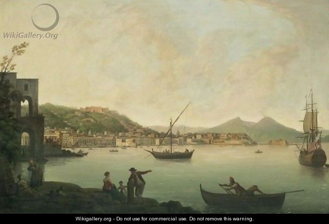 A View Of The Bay Of Naples From Posillipo With Figures On The Shore - Pietro Fabris