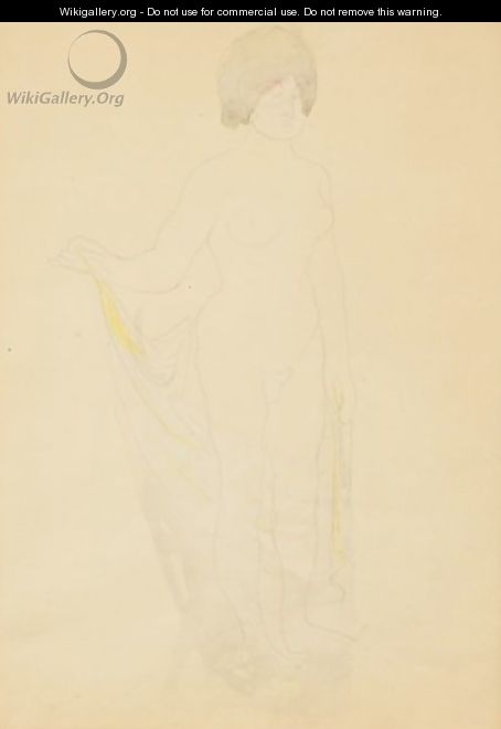 Femme Nue, Tenant Un Voile De Sa Main Droite - Auguste Rodin