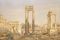 A View Of The Roman Forum, With Oxen And Carts In The Middle Ground - Hermann David Salomon Corrodi