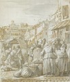 Women Gathered At A Street Market - Nicolas-Bernard Lepicier
