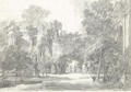 View Of A Park With Statues And Ornamental Buildings - Antoine Pierre Mongin