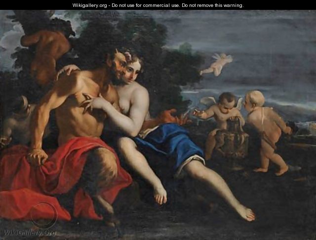 Venus Et Un Satyre Dans Un Paysage Boise - Carlo Cignani