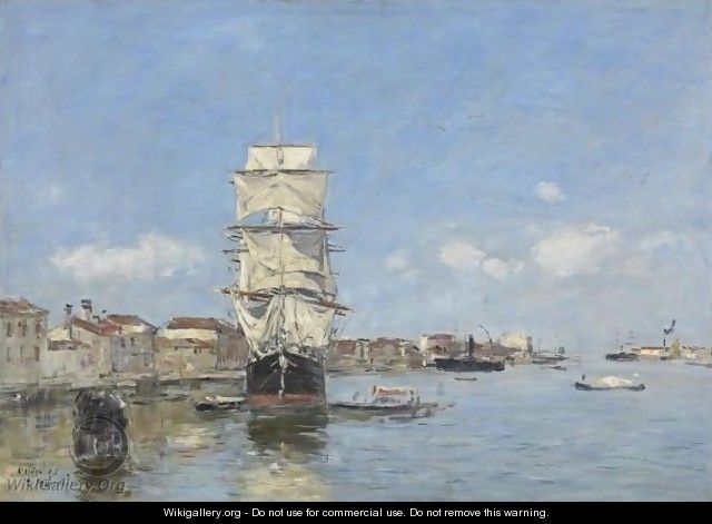 Venise. Navire A Quai. Canal De La Giudecca - Eugène Boudin