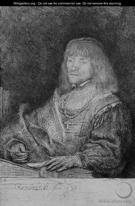 Man At A Desk Wearing A Cross And Chain - Rembrandt Van Rijn