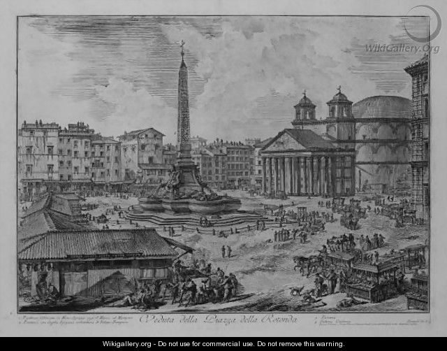 The Piazza Della Rotonda, With The Pantheon And Obelisk - Giovanni Battista Piranesi
