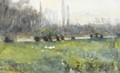 Swans In A Meadow - Arthur Melville