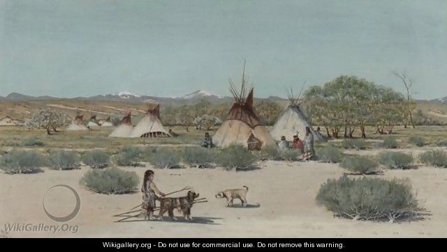 The Young Dog Trainer, Sioux Indian Encampment - Dwight W. Huntington