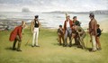 Lord Rosebery, Admiral Fleming, The Duke Of Buccleuch And Lord Charles Hope With Their Respective Caddies At North Berwick - John Charles Dollman