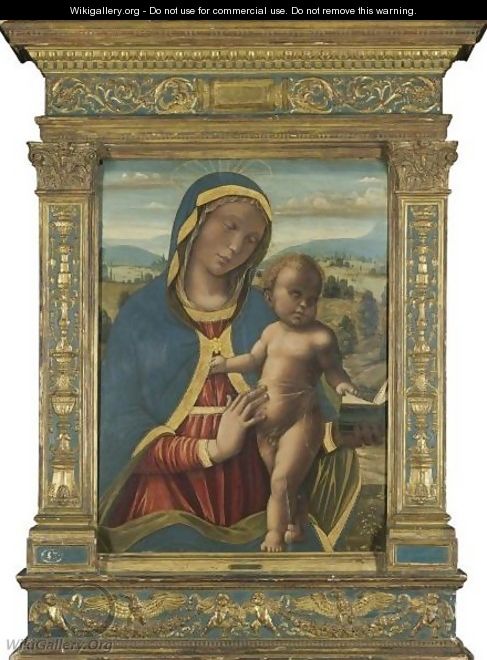 The Madonna And Child Reading In A Landscape - Bernardino Fungai