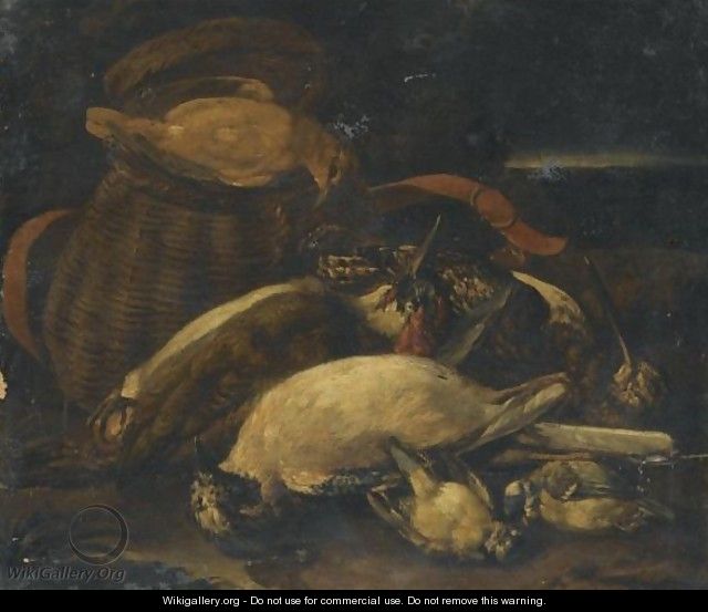 A Still Life With Birds And A Basket - North-Italian School