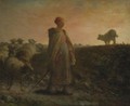 Shepherdess Returning With Her Flock - Jean-Francois Millet