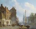 Figures On A Quay In A Dutch Town - Cornelis Springer