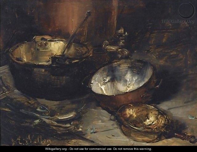 A Still Life With Copper Pans - Antoine Vollon