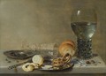 Still Life Of A Roemer And A Facon De Venise, A Partly Peeled Lemon, A Pocket-Watch And Capers On Pewter Plates - Willem Claesz. Heda