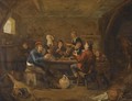 Figures Drinking And Smoking In An Inn, With An Amorous Couple In The Background - (after) Jan Miense Molenaer