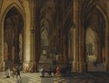 A Church Interior Of The Cathedral Of Antwerp With A Procession In The Foreground And Beggars Seated To The Left - Pieter the Younger Neefs