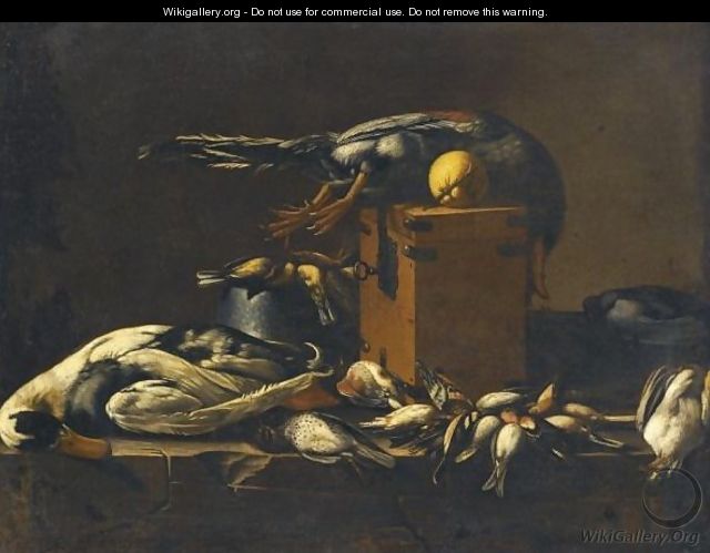 A Still Life With Game On A Ledge - (after) Evaristo Baschenis