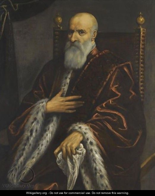 A Portrait Of A Bearded Venetian Senator - (after) Jacopo Tintoretto (Robusti)