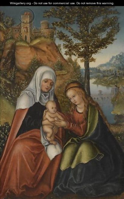 The Madonna And Child With Saint Anne In A Landscape - (after) Lucas The Elder Cranach