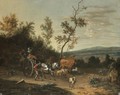 Travellers With A Horse And Cart Passing Through An Extensive Landscape - Jan Van Der Bent