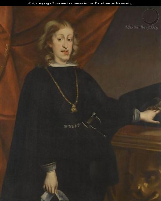 Portrait Of Charles II Of Spain, Standing In An Interior - (after) Juan Carreno De Miranda