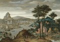 A Fantasy Mountainous River Landscape With Ships Moored Before A Distant City - (after) Lucas Gassel
