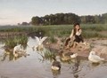 Ukrainian Girl Tending Geese - Nikolai Kornilievich Bodarevsky