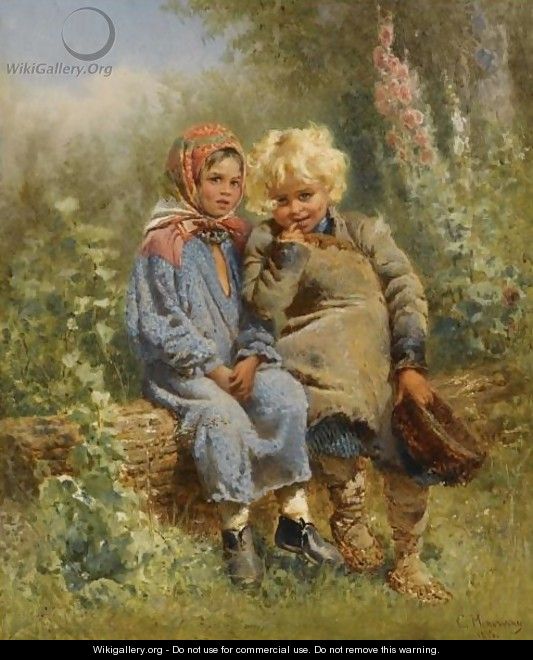 Peasant Children At Rest - Konstantin Egorovich Egorovich Makovsky