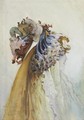 Buste De Femme De Profil, Chevelure D'Algues Et De Coquillages - Georges Jules Victor Clairin