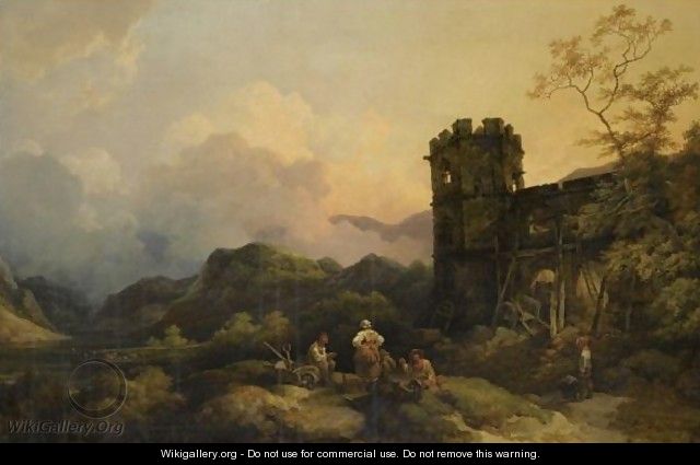 A Landscape With Ruined Tower - Philip Jacques de Loutherbourg