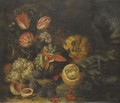 A Still Life With Tulips, Carnations, Grapes, Melons, Peaches, Cherries And A Partly Peeled Lemon - Jan Pauwel II the Younger Gillemans