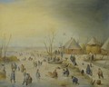A Winter Landscape With Kolf Players, Skaters And Numerous Other Figures - Hendrick Avercamp