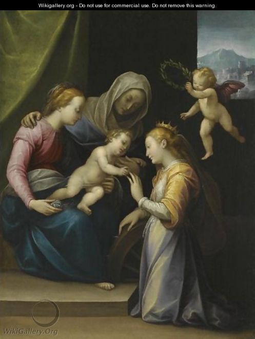 The Mystic Marriage Of Saint Catherine - (after) Guglielmo Caccia