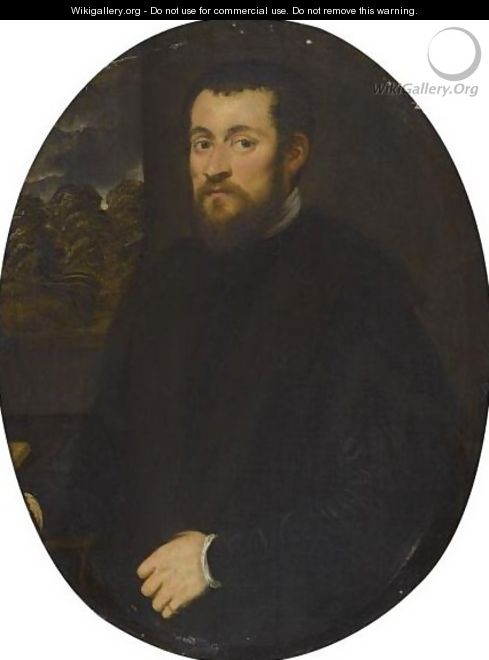 Portrait Of A Gentleman, Half Length, Before An Open Window - Jacopo Tintoretto (Robusti)