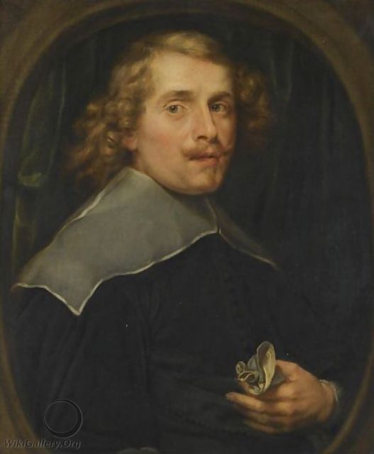 Portrait Of A Man, Half-Length, Wearing Black, Holding A Handkerchief - Antwerp School