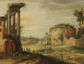 A Capriccio Italianate Landscape With Travellers By Classical Ruins In The Foreground - Willem van, the Younger Nieulandt