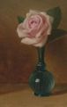 Still Life Pink Rose In A Green Vase - George Henry Hall