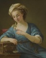 A Young Woman, Dressed A La Grecque, Holding A Canary On Her Outstretched Finger - Joseph-Marie Vien