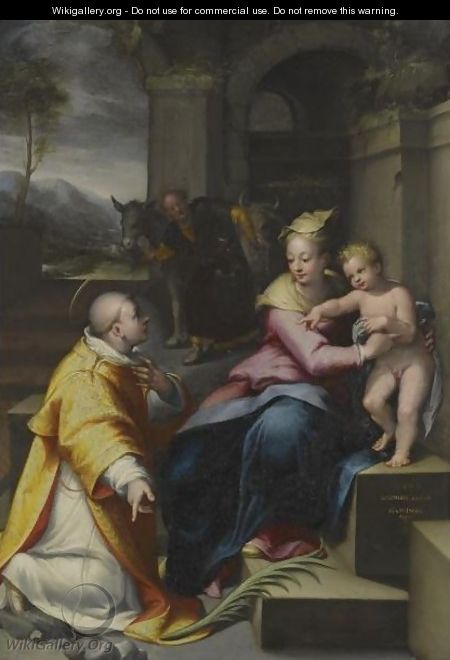 The Holy Family With Saint Stephen - Denys Calvaert