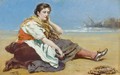 Fisher Girl Sitting On The Beach - Frank Buchser