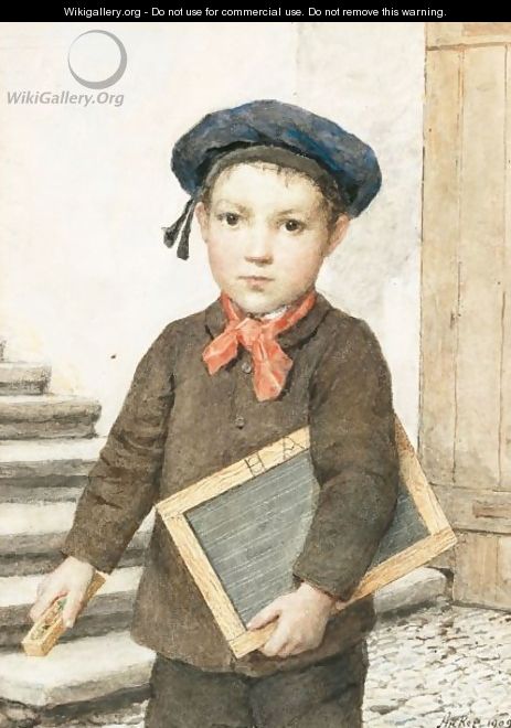 Schoolboy With Slate, 1909 - Albert Anker