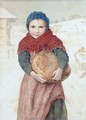 Girl With Loaf Of Bread - Albert Anker