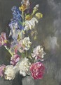 Still Life Study Of Peonies And Iris - Edmund Charles Tarbell